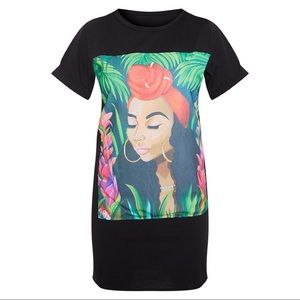 PRETTY LITTLE THINGS Tropical PortraitShirt Dress